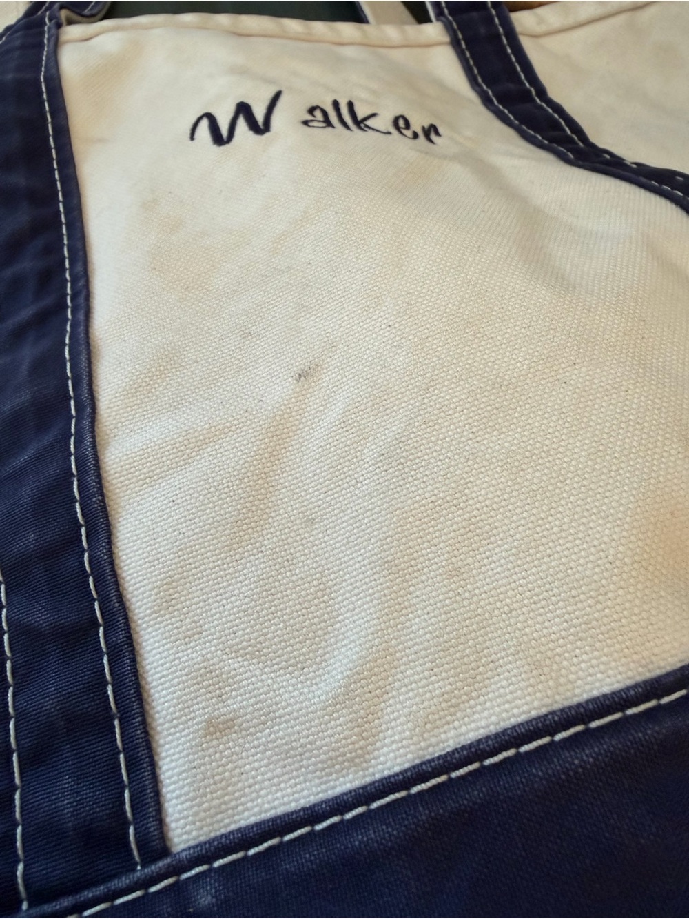 L.L.Bean boat and tote canvas blue and off white. - Picture 6 of 8